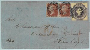 BK0678 - GB - POSTAL HISTORY - SG # 59 + 42 Pair on COVER to HAMBURG 1855-