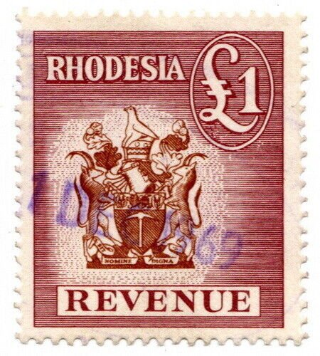 (I.B) Rhodesia Revenue: Duty Stamp £1 (1966)