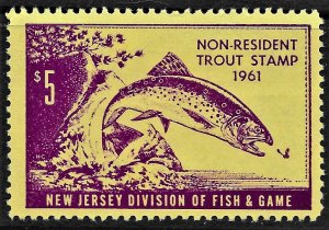 US 1961 NJ Non-Resident Trout Stamp F/VF LH