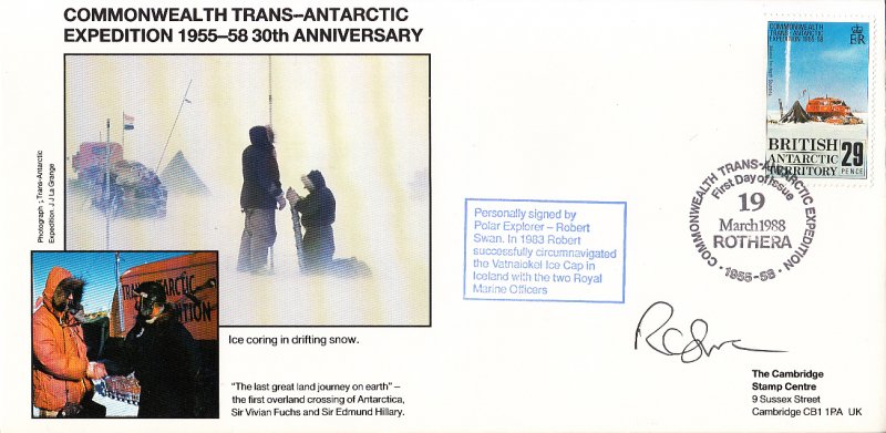 British Antarctic Territory FDC Sc 147 Signed Robert Swan Cachet Ice coring i...