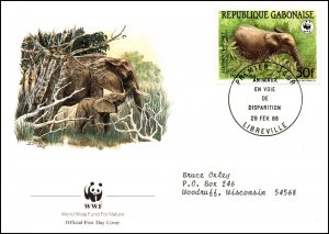 Gabon 634-637 Elephants Set of Four Typed FDCs