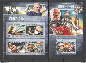 2016 Guinea-Bissau Space John Glenn 1Kb+1Bl ** Stamps St870