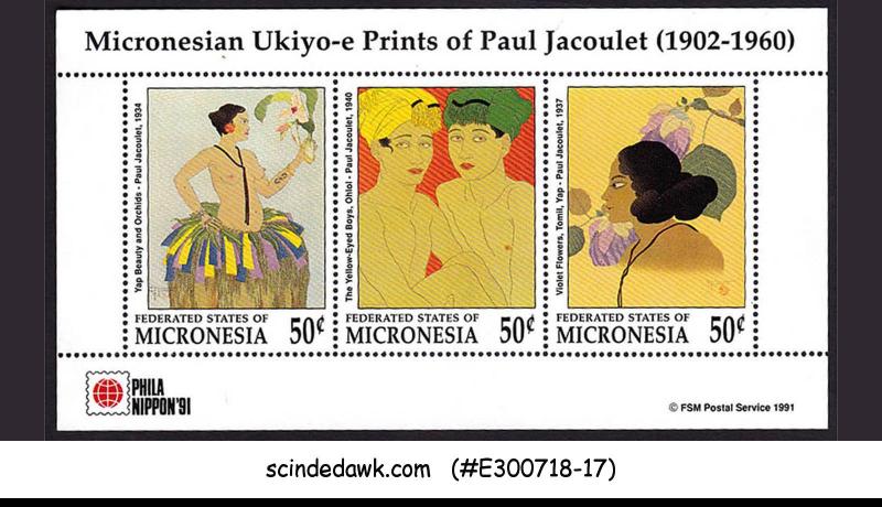 MICRONESIA - 1991 PAINTINGS OF PAUL JACOULET / PHILA NIPPON - MIN/SHT MNH