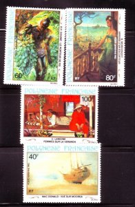 French Polynesia Sc C202-5 MNH of 1983 - Art, Painting - HA19