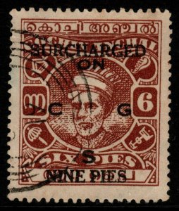 INDIA-COCHIN SGO78 1944 9p on 6p RED-BROWN USED