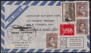 Argentina - 1942-1958 - Scott #431(x3),630,635 - on cover to USA