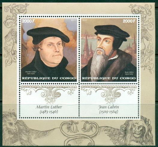 Martin Luther John Calvin Reformation Protestantism Religion Congo MNH stamp set