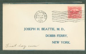 US 629 1926 2c Battle of White Plains (single) on a small uncacheted addressed first day cover.