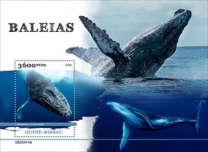 GUINEA BISSAU - 2023 - Whales - Perf Souv Sheet - Mint Never Hinged
