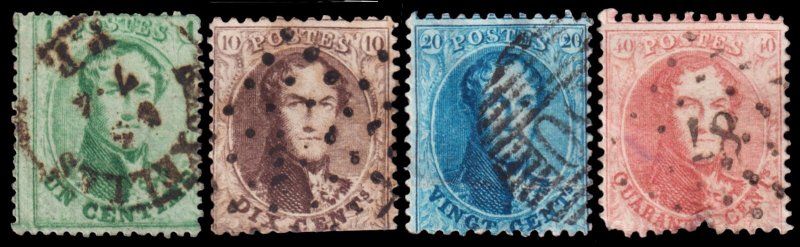 Belgium Scott 13-16 (1863-65) Used G-F Complete Set, CV $58.25 C