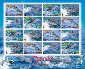 Grenada - 2007 - WWF Dolphins - Sheet Of 16 - MNH