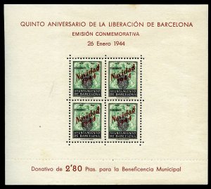 Spain, Barcelona #Ed. NE22 Cat€170, 1944 unissued Navidad 1944 souvenir s...