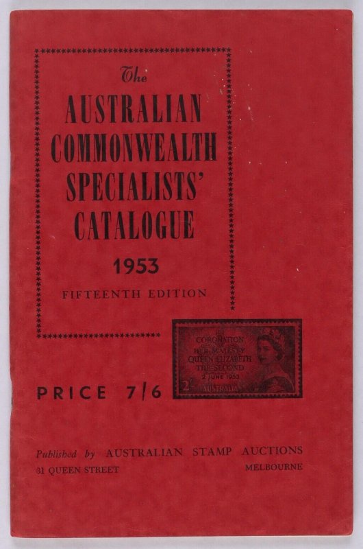 CATALOGUES Australia ACSC 15th Edition, 1953, inc Booklets & Postage Dues.