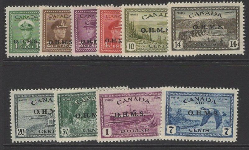 CANADA SGO162/71 1949 OFFICIAL SET MTD MINT