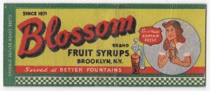 Vintage Matchbook BLOSSOM FRUIT SYRUPS Brooklyn, N.Y.