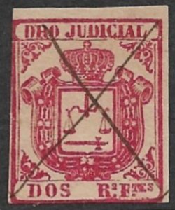 SPANISH COLONIES CUBA PHILIPPINES PUERTO RICO 1856-64 2r Judicial Revenue USED