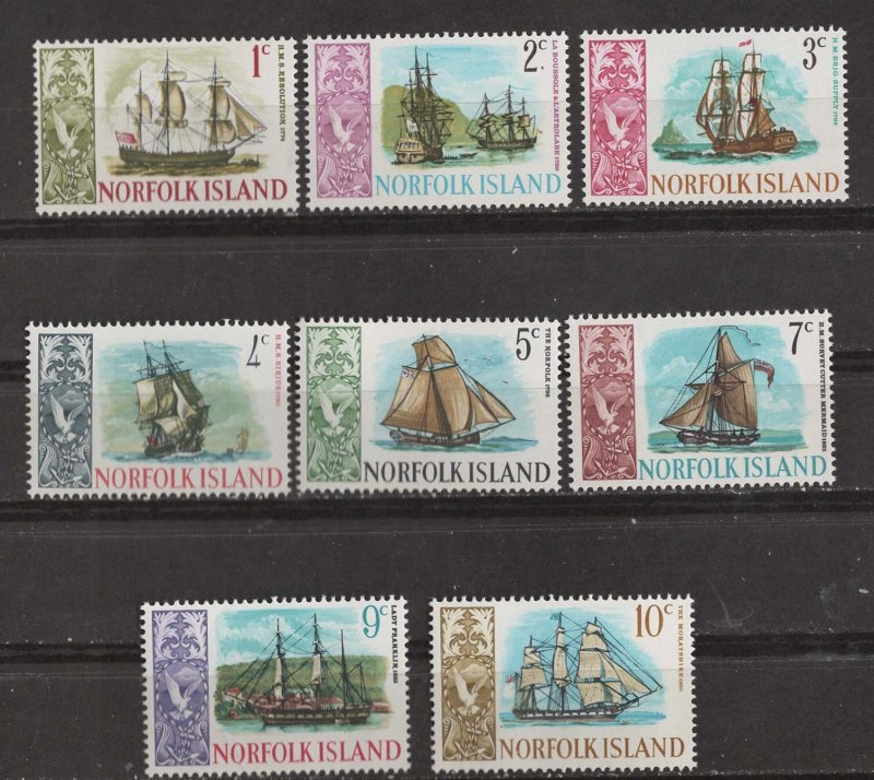 Norfolk Is. # 100-107  Sailing Ships     (8)  Mint NH