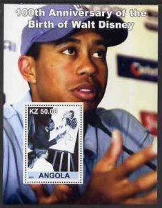 ANGOLA - 2001 - Walt Disney, Tiger Woods-Perf Min Sheet #2-M N H - Private Issue