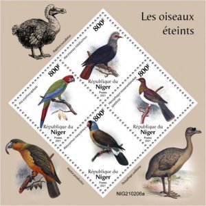 Niger - 2021 Extinct Birds, Macaw, Pigeon - 4 Stamp Sheet - NIG210206a