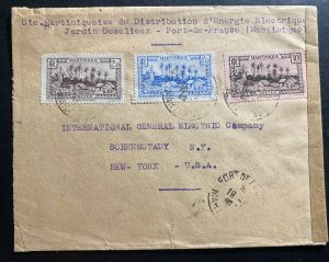 1945 Fort De France Martinique Censored Cover To Schenectady NY USA