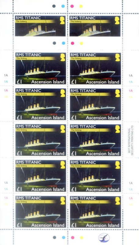 2012 Titanic Transatlantic. 4 mini sheets.