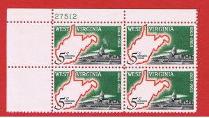 #1232  MNH OG plate block of 4  West Virginia   Free S/H