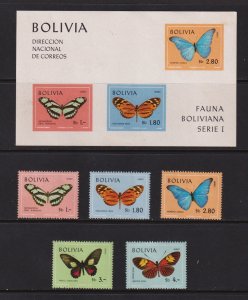 Bolivia - 1970 Butterfly sets, cat. $ 65.00
