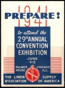 1941 US Poster Stamp 29th Annual Convention Exhibition Linen Supply Association