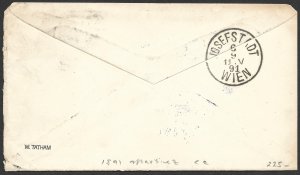 Doyle's_Stamps: Martinez, CAL to Austria Postal History Cover, Sct #223 pr