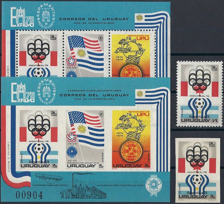 1975 Uruguay Olympics Montreal, Soccer, UPU, 2 Sheets+2 Stamps VF/MNH! LOOK!