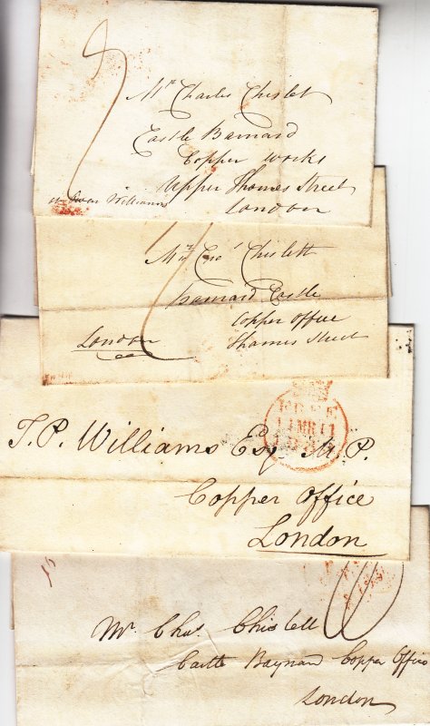 British: 4 Stampless Covers (S18173)