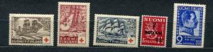 Finland 1937 Sc B24-6 and 212-3 Mi 199-203 Complete year MH CV 40 euro 3744