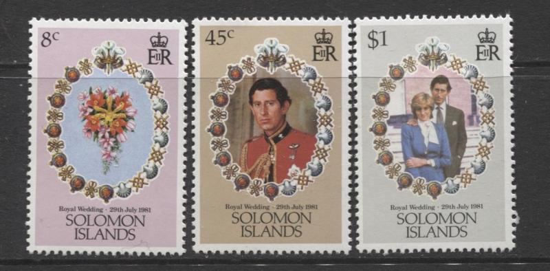 Solomon Is. - Scott 450-52 - Royal Wedding Issue -1981- Set of 3 Stamps