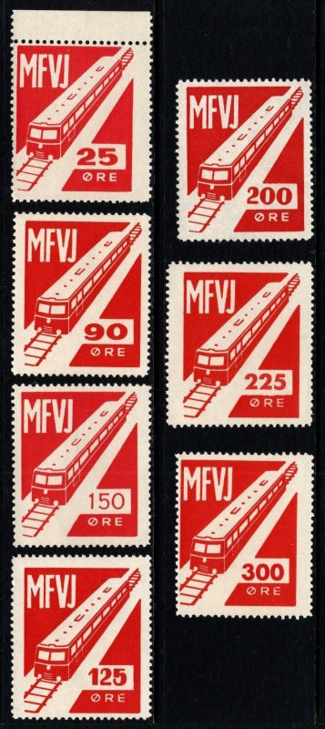 Vintage Denmark Private Railway Local Stamp MFVJ Railway Set/7 (Complete?) MNH