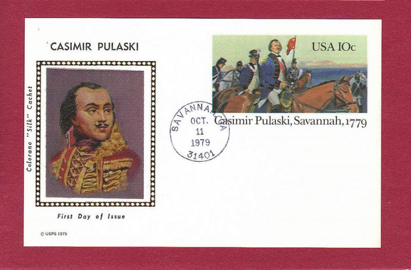 1979 10c GENERAL CASIMIR PULASKI, #UX79, FDC, Colorano 