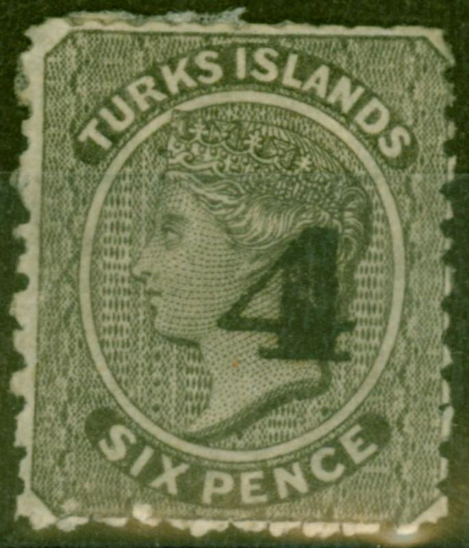 Turks & Caicos Is 1881 4 on 6d Black SG43 Setting 29 Fine Mtd Mint