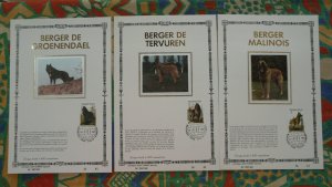 dog dogs set of 3 FDC folder Belgium 1986
