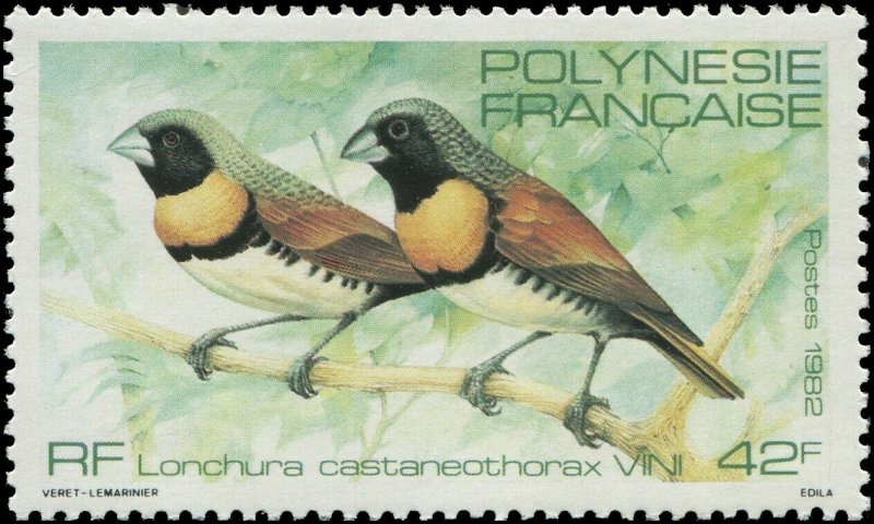 French Polynesia 1982 Sc 370-372 Bird Egret Plover Mannikin CV $4.55