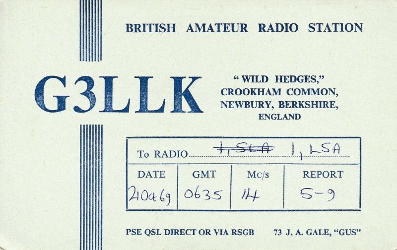 7270 Amateur Radio QSL Card  NEWBURY ENGLAND