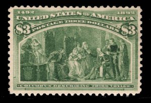 MOMEN: US STAMPS # 243 $3 COLUMBIAN MINT OG LH $1,500 LOT #16390-41