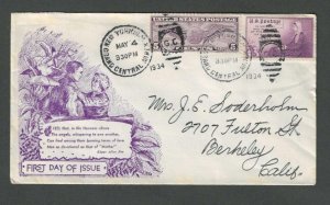 1934 NY Mothers Day Stamp On Airmail Cover W/5c Airmail Stamps Pays 8c Rate---