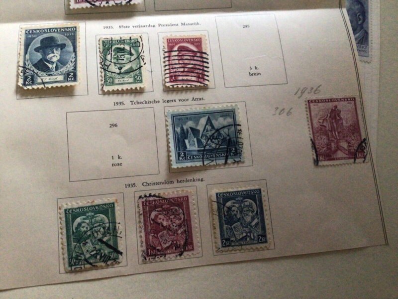 Czechoslovakia stamps on folded page  A11788