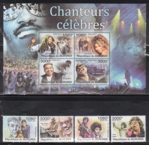 Burundi 966-70 Famous Singers Mint NH