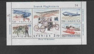 SWEDEN #1516 1984 SWEDISH AVIATION HISTORY MINT VF NH O.G S/S pp
