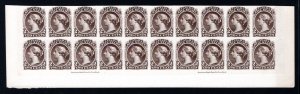 van Dam FB19, 2c, brown,trial color plate proof block of 20,Bill Stamp on india