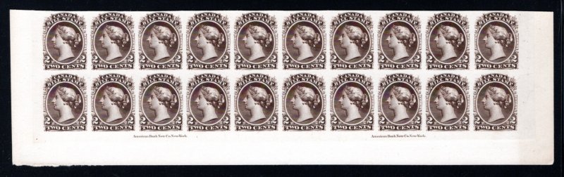van Dam FB19, 2c, brown, trial color plate proof block of 20,Bill Stamps, Canada