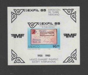 MEXICO #1365 1985 MEXFIL '85 MINT VF NH O.G IMP. S/S