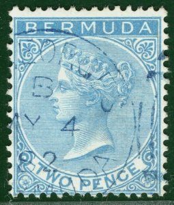 BERMUDA QV Classic Stamp SG4 2d Superb BRIGHT BLUE 1882 CDS/Duplex Used XBLUE155