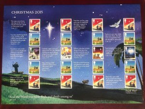 GB QEII 2015 Nativity Scenes Christmas Royal Mail Smiler Sheet SG LS97 U/M