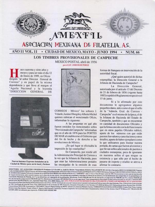 G)1994 MEXICO, AMEXFIL MAGAZINE, SPECIALIZED IN MEXICAN STAM